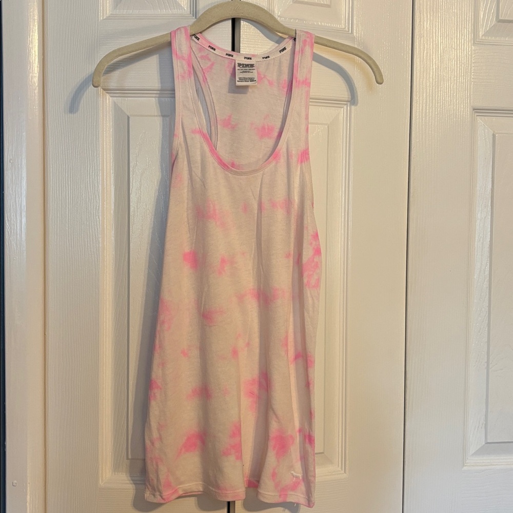 PINK Victoria's Secret racerback tie dye pink and white tank size XS
